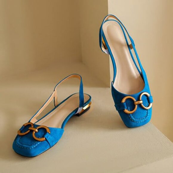 Slingback Flats Faux Suede Slip On Mules - Picture 3 of 8